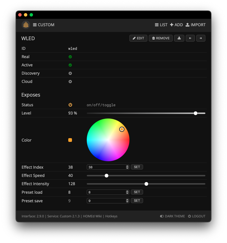 Вид устройства WLED